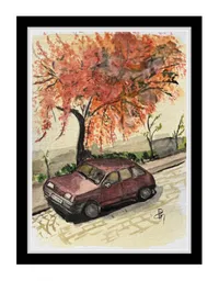 car - water color