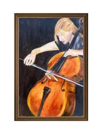 Cello player - oil on canvas